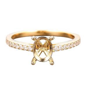 Yellow Gold Pavé Diamond Engagement Ring Setting