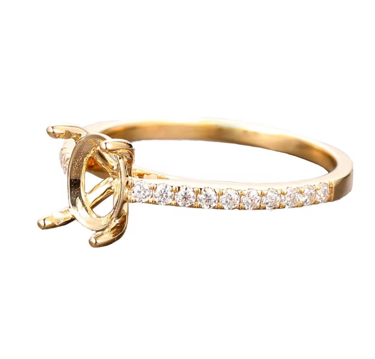 Yellow Gold Pavé Diamond Engagement Ring Setting - Image 2